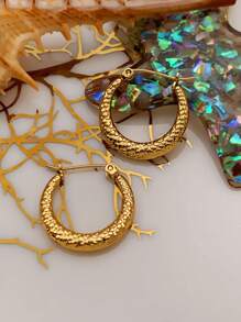 9 Pairs Of Stainless Steel Earrings For Women Large Different Shapes Bamboo Earrings Set Chunky Gold Hoop Earrings Hip Hop Style Fashion Custom Jewelry Party Accessories
