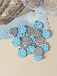 20pcs Mixed Color Zinc Alloy Emoticon Design Bead For Diy Necklace, Bracelet Making