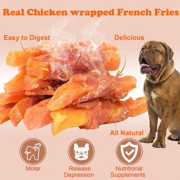 10.58oz Premium Real Chicken Wrapped Sweet Potato Dog Treats - High-Protein, Rawhide-Free, Ideal For Training, Dental Health, And Puppies - Handcrafted Healthy And Delicious Dog Chews For Small, Medium, & Large Breeds - Gluten-Free, No Preservatives - Perfect For Your Pet's Daily Snack. 10.58oz Per Bag