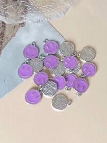 20pcs Mixed Color Zinc Alloy Emoticon Design Bead For Diy Necklace, Bracelet Making