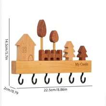 1 Set Simple And Cute Style Solid Wood Key Hook, Three-Dimensional Design Wall Cabinet Nail Free Hook For Wall Decoration