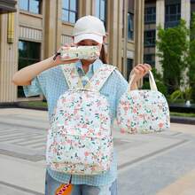Fashionable Versatile Women's Handbag With Small Floral Print, Double Backpack Combination, School Backpack For Students - Multicolor - View 8