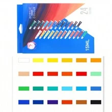 12/24 Màu, Bộ Sơn Acrylic, Dụng Cụ Vẽ Tranh 15ml, Sơn Acrylic Cho Người Mới Bắt Đầu Và Nghệ Sĩ Chuyên Nghiệp - Nhiều màu - Xem 10