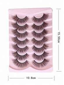 1盒/7對柔軟蓬鬆貓眼假睫毛，自然密集，適用於卡通/日常/約會妝容，彩妝工具(205) - 濃密款 - 查看 5