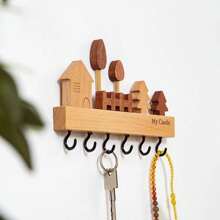 1 Set Simple And Cute Style Solid Wood Key Hook, Three-Dimensional Design Wall Cabinet Nail Free Hook For Wall Decoration