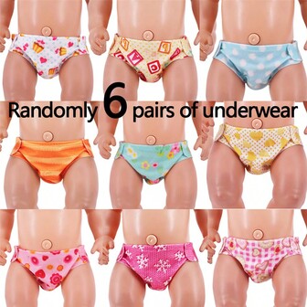 6pcs Doll Underwear Mixed Color Set, Suitable For Dolls With Diapers (Doll Not Included), Random Cute Cartoon Pattern Shipped,Home Decoration,Room Decoration