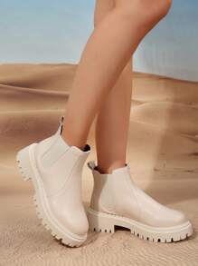 New Thick-Soled Women's Short Boots, Chelsea Boots, Spring And Autumn Style - Beige - View 7