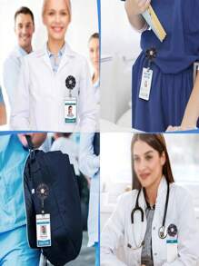 1 Piece Alloy Camellia Flower With Rhinestones Expandable Badge Reel With Swivel Clip For Nurses, Students, Gifts Back To School - Multicolor - View 3