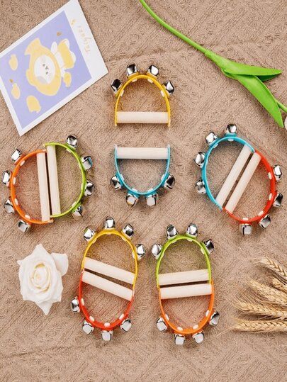 1pc Wooden Semi-Circle Hand Rattle, Musical Instrument Hand Grip Bell, Interesting Auxiliary Sleep Small Toy