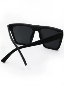 Gafas de sol con montura cuadrada grande para hombre y mujer, lentes de sol Retro de diseñador de marca, color negro, protección UV400 - Negro - Ver 3