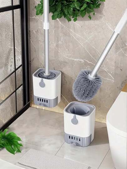 1pc Wc Cleaner Brush Material Soft Bristles Household Cleaning Toilet Bathroom No Blind Spot Toilet Brush Toilet Brush With Holder Set, Wall Mounted Long Handle Toilet Cleaning Brush With Holder, Flexible Toilet Bowl Cleaning Brush, No Blind Spot, Bathroom Cleaning Brush, Cleaning Supplies, Cleaning Tool, Back To School Supplies