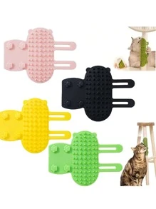 1pc/2pcs/4pcs Silicone Cat Self Grooming Tool, With Stick-On Hooks For Furniture Or Held By Hand, A Comb & Massage Tool - Multicolor - View 7