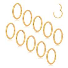 10入組16G鼻環、鼻中隔環，316L不過敏不鏽鋼Helix、軟骨、Daith穿孔首飾