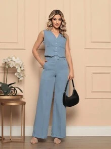 Women Two-Piece Outfits - Baby Blue - View 1