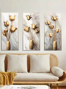 3 件 3D 效果艺术三联画背景装饰墙贴，入口大厅客厅墙贴，家居装饰贴纸墙面装饰卧室装饰房间装饰卧室秋季家居装饰家居装饰客厅房屋装饰 - 巧克力棕 - 查看 10