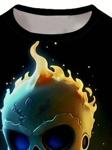 Smoke Pattern Graphic T-Shirt - Classic Crew Neck, Ultra Comfy, Unique Design, Perfect For Men Summer Casual Wear, Daily Vacation Resorts, And Outdoor Adventures - Multicolor - View 3