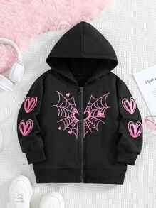 Chaqueta con capucha con cierre para niña joven, de estilo dulce y elegante para uso diario y deportivo