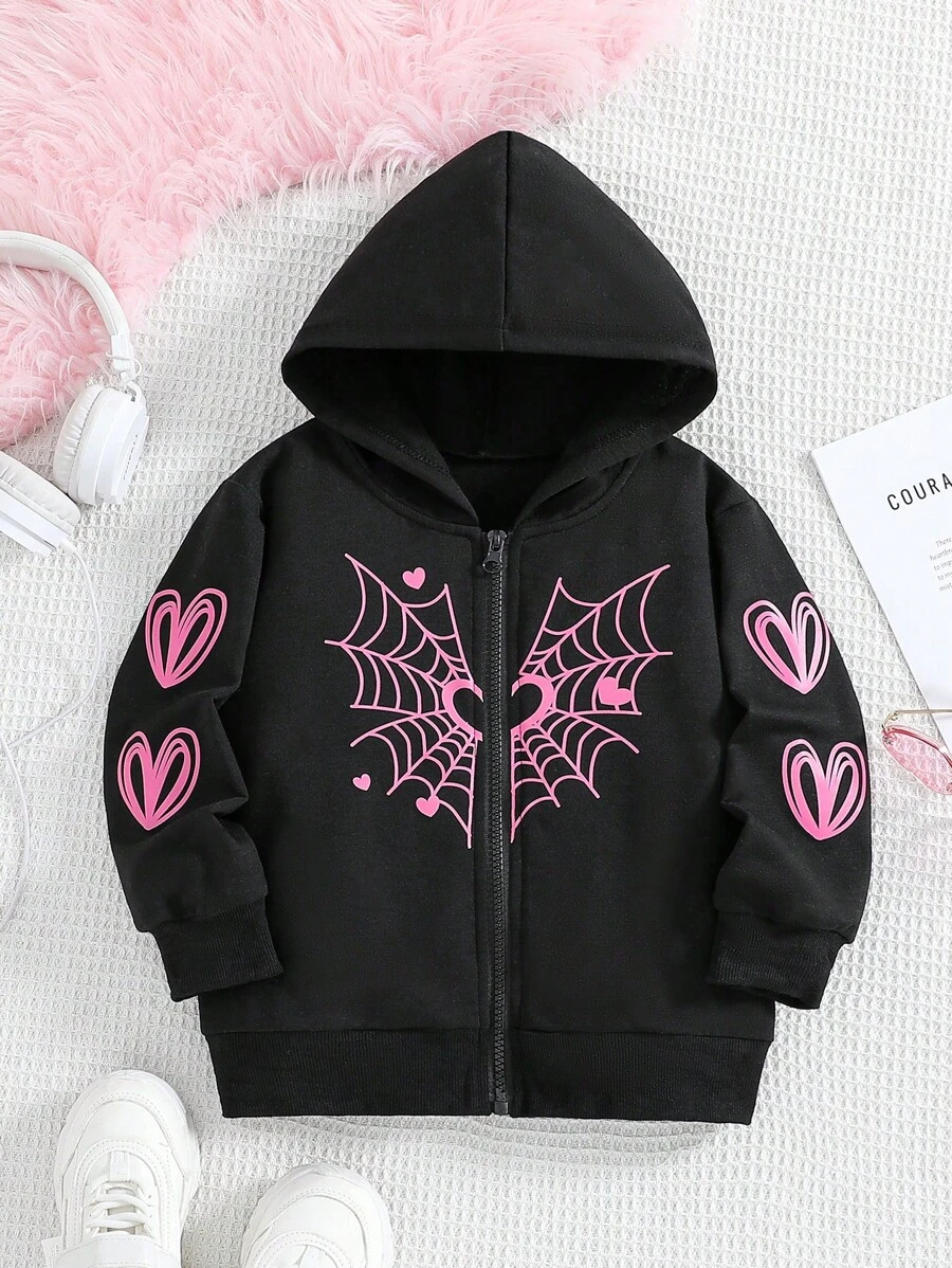 Chaqueta con capucha con cierre para niña joven, de estilo dulce y elegante para uso diario y deportivo