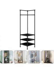 1pc Simple Floor-Standing Corner Coat Rack, Modern And Minimalist Design Coat Hanger For Home, Indoor Installation Decorations Autumn Decor Festival Decor Room Decor Home Decor Fall Decor Bedroom Decor Halloween Decor, Room Decor, Christmas Decorations, Halloween, Halloween Decorations, Christmas, Halloween Decor, Christmas Decor, Fall Decor, Christmas Decor, Storage, Organizer - Black - View 7