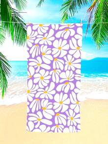 1入組可愛菊花印花超細纖維沙灘巾，夏日必備 - 彩色 - 查看 1