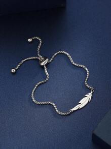 1pc Fashionable Minimalist Stainless Steel Expandable Bracelet - Silver - View 3