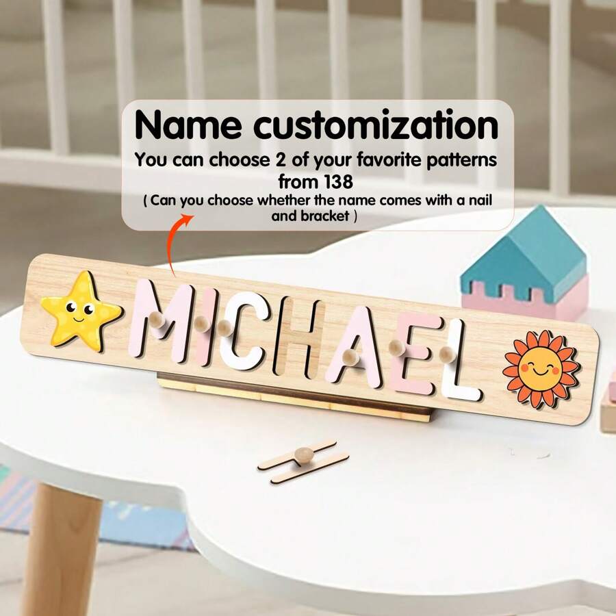 Personalized Name Puzzle,3D Alphabet Jigsaw Puzzle Toy For Preschoolers ,Customized Wooden Puzzle Toy For Kids,Building Blocks Gift Set,Early Education Toys Boys,Montessori Toys For Girls,Custom Name Puzzle,First 1st Brirthday Gifts For 3 4 5 6 Years Old Boys Girls,Easter Xmas Christmas Gifts For Toddlers