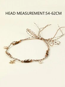 1pc Unisex Parel Decor Cowboyhoed Holle Gedrukt Cowgirl Hoed Lente Zomer Reizen Schaduw Strandhoed Strohoed Casual Zonnehoed