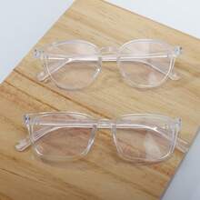 2pcs Transparent Plastic Round Square Frame Clear Glasses For Women Daily Use,Study,Reading - Clear - View 4