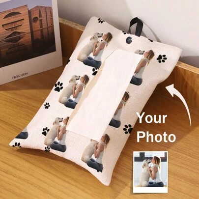 1pc Personalized Fashion Customized Pattern Photo Sanitary Pad And Tissue Storage Pouch/Bag, Fabric Tissue Holder, Hanging Tissue Organizer, Bathroom Living Room Bedroom Household Storage Accessory For Travel Storage Bag,Makeup Bag,Cosmetic Bag,Vacation Organizer,Large Capacity Makeup Organizer Makeup Case, For Lipstick, Brush, Skincare, Mobile Phone, Coin, Small Items, For Home,Gift,Vacation And Festival Halloween Christmas Multifunctional Use,Boho Vibes