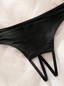 女士性感无缝舒适细肩带丁字裤 - 时尚个性化内衣，外出无缝内裤 - 黑色 - 查看 6