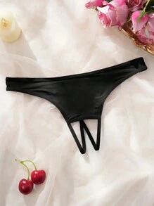 女士性感无缝舒适细肩带丁字裤 - 时尚个性化内衣，外出无缝内裤 - 黑色 - 查看 4