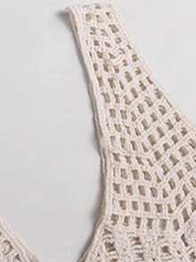 JIANHU Hollow Style Camisole Knit Top - Apricot - View 4