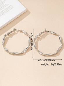 1pair Simple Geometric Circle Design Daily Wear Women's Earrings - Silver - View 4