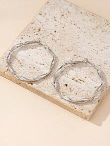 1pair Simple Geometric Circle Design Daily Wear Women's Earrings - Silver - View 5