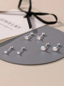 1 Pair Of Minimalist And Luxurious S999 Sterling Silver Iridescent Cubic Zirconia Earrings With Threaded Women's Exquisite Creative Earrings Suitable For Daily Ear Care Wear