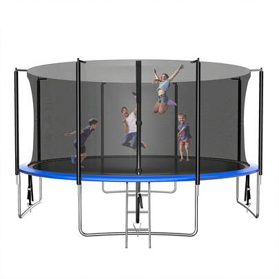 Famispick Trampoline 10FT 12FT 14FT Trampoline For 4-5 Ki Ds Adults With Enclosure Net & Ladder, Outdoor Heavy Duty Round Trampoline Christmas Party Gifts