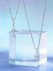 WOSTU 1pc 925 Sterling Silver Cute Mini Aircraft Planet Pendant Cubic Zirconia Charm Beads Fit Women Girl DIY Bracelet And Necklace Fine Jewelry Making