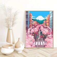 4入組靚麗櫻花動漫壁藝，充滿活力的校園風格房間裝飾，高品質動漫海報及印刷品，豐富多彩 - 櫻花愛好者和動漫迷的禮物，日本櫻花風格設計