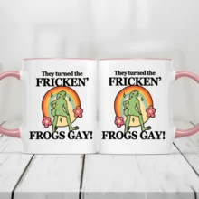 1pc, 11 Oz Coffee Mug, Ceramic Coffee Mug, Gay Gift Pride Mug, Rainbow Coffee Cups Tea Cup With Handle, They Turned The Frickin Frogs Gay Meme, LGBT Frog Mug, Funny Pride Mug, Reusable Coffee Mug, Room Decor House Warming Gifts New Home - Pink - View 2