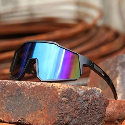 1 件男士眼镜 2025 新款复古时尚个性化简约奢华大框架一体式镜腿适合骑行、徒步旅行、户外、日常、派对、海滩、多功能轻松舒适休闲装户外骑行眼镜适合夏季海滩度假、户外、旅行