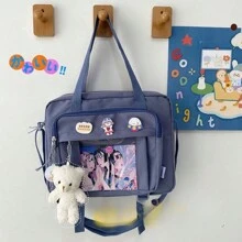 日本高中女生JK透明手提包、单肩包、斜挎包、大号斜挎包、街头时尚日系女包 - 藍色 - 查看 11