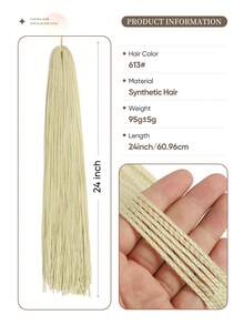 24 Inch 1pc Micro Braids Hair Extensions Synthetic Heat Resistant Wigs Black White Green Blue Brown Pink Multi-Color Crochet Hair Synthetic ZIZI Braiding Hair Extensions For Braiding Female Rave Braids Tiny Interface Synthetic Hair Extensions For Women Daily Party Holidays And Cosplay Use - Beige - View 3