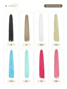 24 Inch 1pc Micro Braids Hair Extensions Synthetic Heat Resistant Wigs Black White Green Blue Brown Pink Multi-Color Crochet Hair Synthetic ZIZI Braiding Hair Extensions For Braiding Female Rave Braids Tiny Interface Synthetic Hair Extensions For Women Daily Party Holidays And Cosplay Use - Beige - View 5