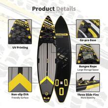FunWater Stand Up Paddle Board Inflatable  Surfboard Complete Accessories For Adjustable Paddle Board, Pump, ISUP Travel Backpack, Leash, Waterproof Bag, Adult Paddle Board - 16F-black and Yellow - View 3