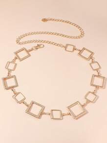 1 قطعة سلسلة معدنية مربعة للخصر للنساء، مزخرفة بنقش الزهور المفرغ، حزام بسيط وأنيق للاكسسوارات اليومية مع القمصان الطويلة والفساتين والتنانير وأربطة الصدر في الصيف والمدرسة والخريف وعيد الهالوين