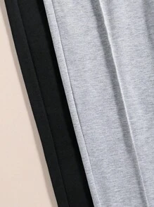 2 pièces Pantalons de sport de couleur unie avec cordon de serrage pour filles pré-adolescentes