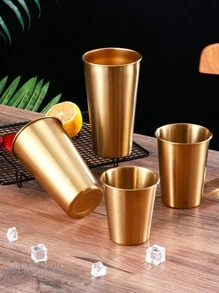 單層不銹鋼水杯，多種容量可選。可用作兒童杯、家庭杯、浴室沖洗杯和餐廳自助杯 - 不鏽鋼金色 - 查看 1