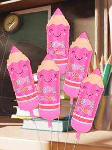 5入組卡通鉛筆造型鋁箔氣球，返校派對裝飾必備 - 彩色 - 查看 6