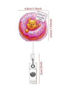 1pc Cartoon, Stitch, Retractable Badge Reel, Acrylic Name Badge Holder For Nurses, Office Workers - Multicolor - View 10