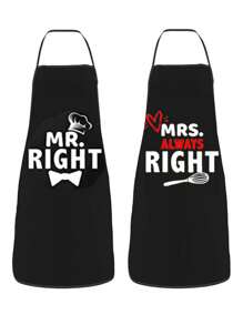 1 件，围裙 80*60 厘米/31.5*23.6 英寸，简约风格围裙，字母短语印花围裙加厚可爱防水腰围裙，时尚家务厨房家用工作服，厨房用品。厨房餐厅。厨房小工具。厨师围裙 - 彩色 - 查看 4